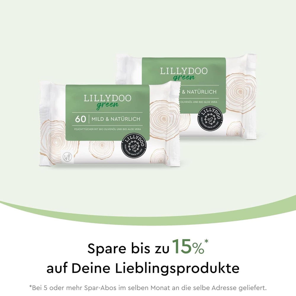 LILLYDOO Grüne natürliche Feuchttücher, 100 % plastikfrei, parfümfrei (FSC-Mix) Naty Shop Baby-Feuchttücher