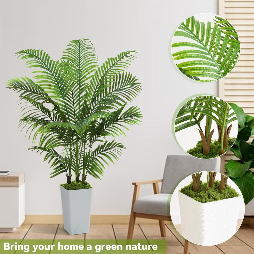 Künstliche Areca Palme Indoor 150Cm - Kunstpflanze Im Topf, Groß Areca Palme Uv-Beständig Für Innen & Außen - Fake Pflanzen Deko Für Wohnzimmer, Balkon, Büro, Garten