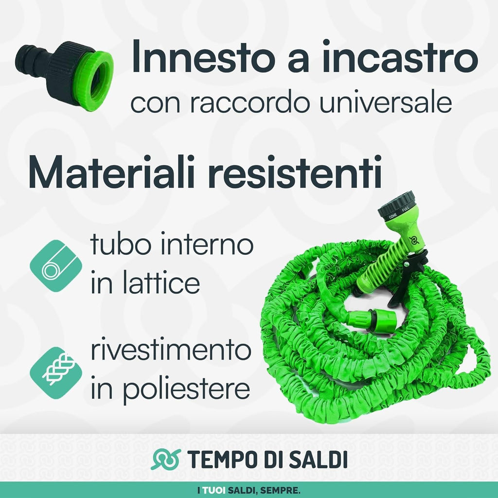 Furtun de grădină extensibil de 15 m cu 7 funcții pentru curățare impermeabilă