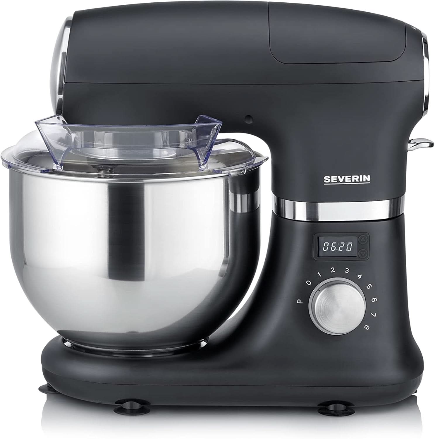 SEVERIN Küchenmaschine Mit Waage, Große Knetmaschine Für Bis Zu 3 Kg Kuchenteig, Robuste Teigmaschine Mit Knethaken, Flachrührer Und Schneebesen, 1.000 W, Schwarz, Matt,Edelstahl, KM 3898 Mama si Copilul Naty Shop Ohne Waage
