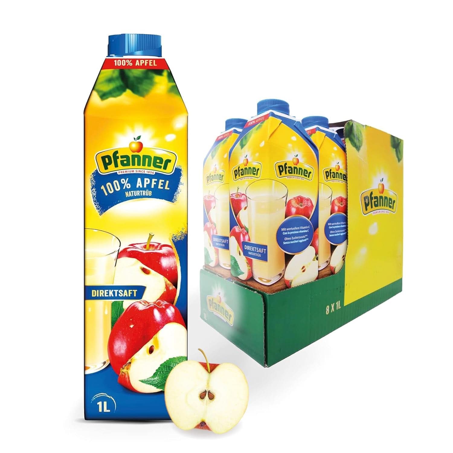 Pfanner Erdbeer-Fruchtnektar (8 x 1 Liter) – 30 % Fruchtanteil – Erdbeergetränk