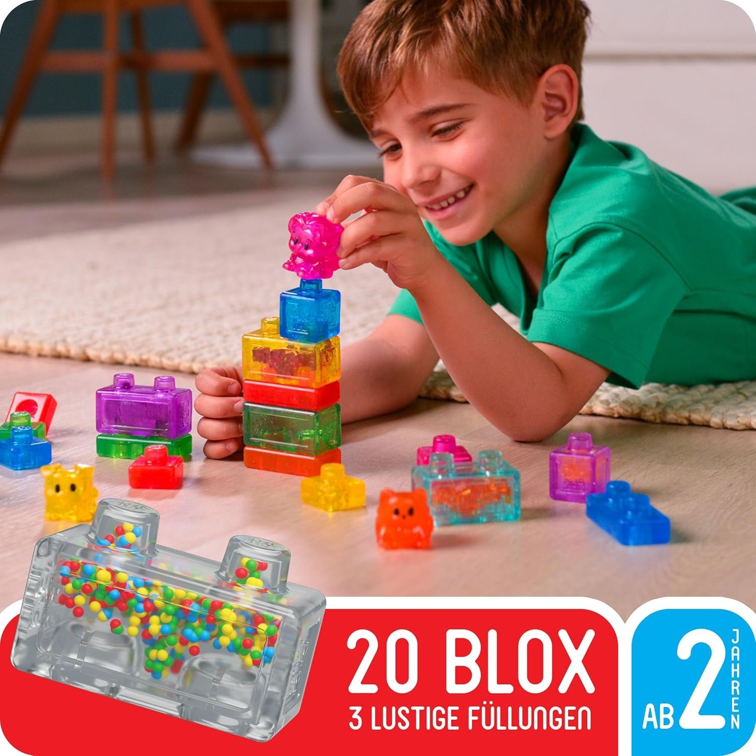 Jelly Blox - My Pets and Me Set, Mein Haustier und ich Set, 20 weiche Spielblöcke, Konstruktionsspielzeug für Kinder ab 2 Jahren, Dehnbare, weiche & Flexible Blöcke