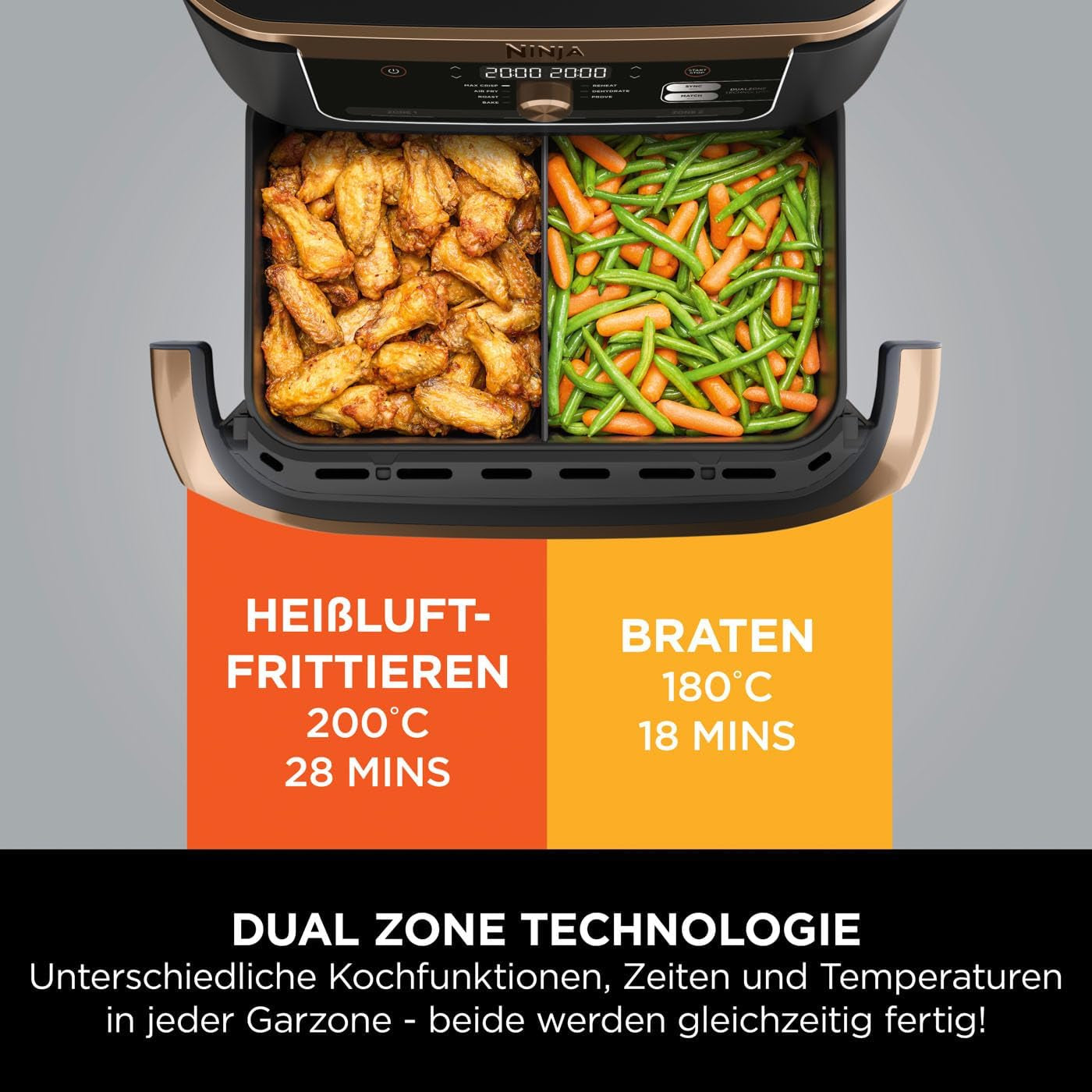 Ninja Foodi Flexdrawer Zweizonen-Luftfritteuse, AF500EUCP Appliances Naty Shop