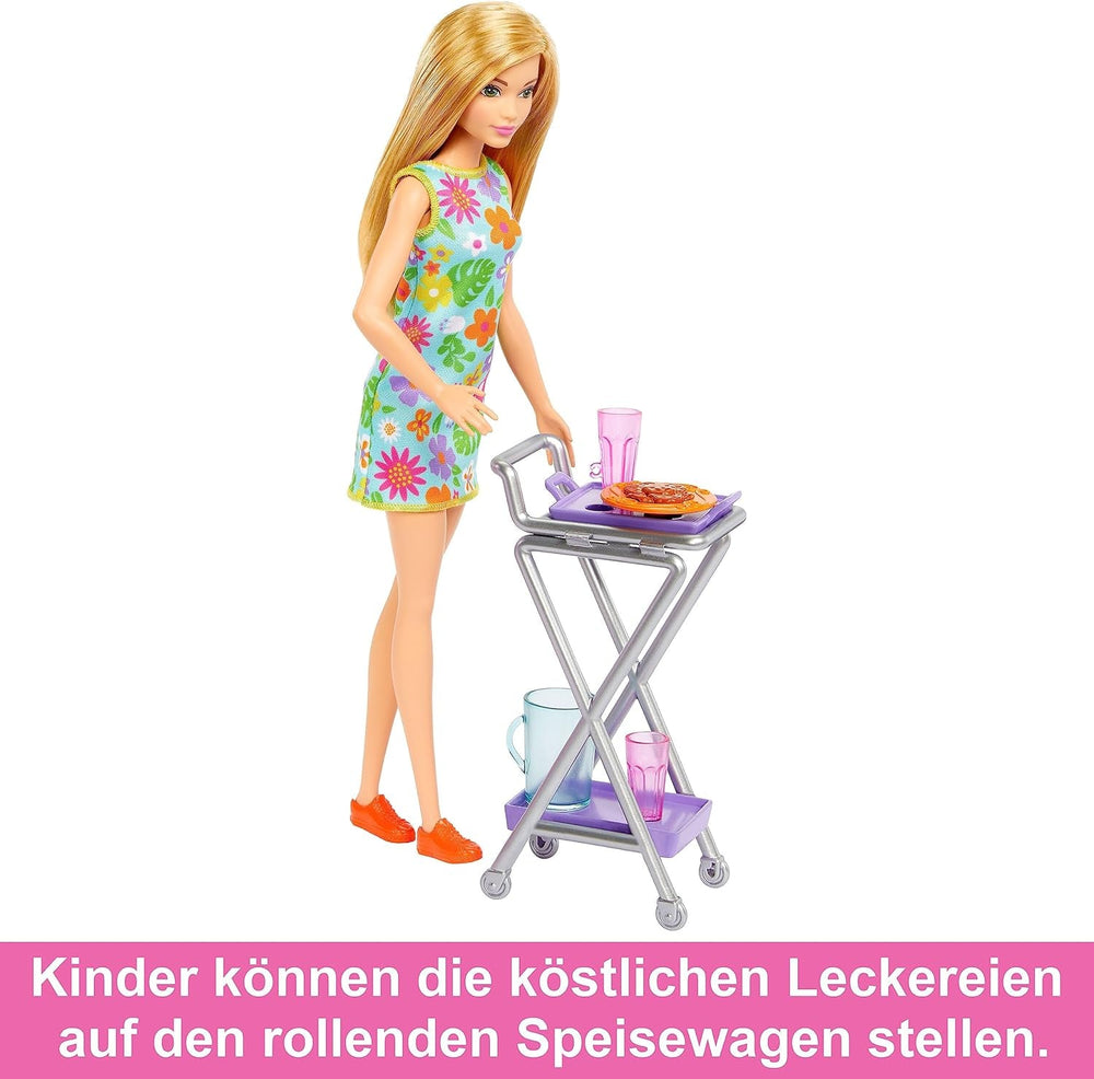 Păpușă Barbie Pantry Playset cu peste 25 de piese și accesorii de bucătărie - Perfectă pentru micii gurmanzi și cadou pentru copii cu vârsta de 3 ani și peste, HJV38