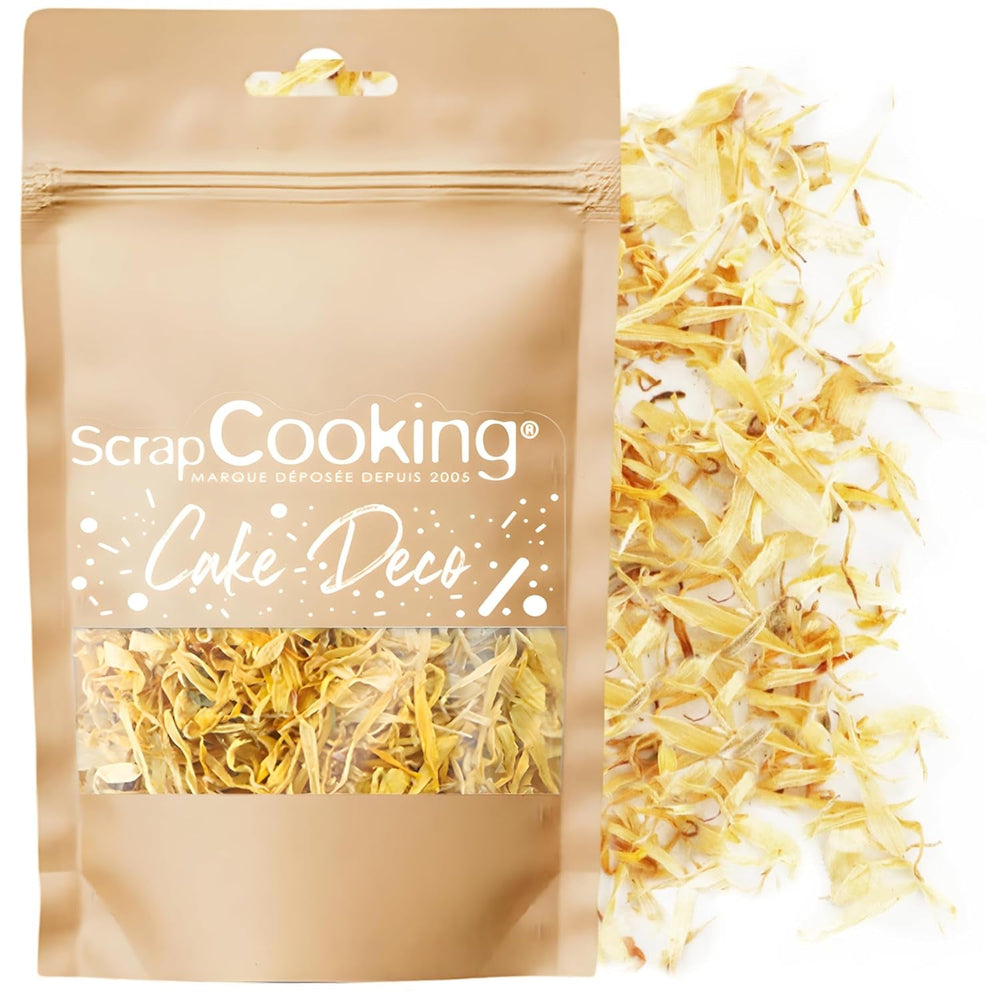 ScrapCooking - Gălbenele uscate 3,5 g - Flori comestibile - Decorațiuni alimentare pentru copt - Pentru deserturi, prăjituri, tarte, brioșe - Crăciun, primăvară, ziua de naștere - Galben auriu - 7471