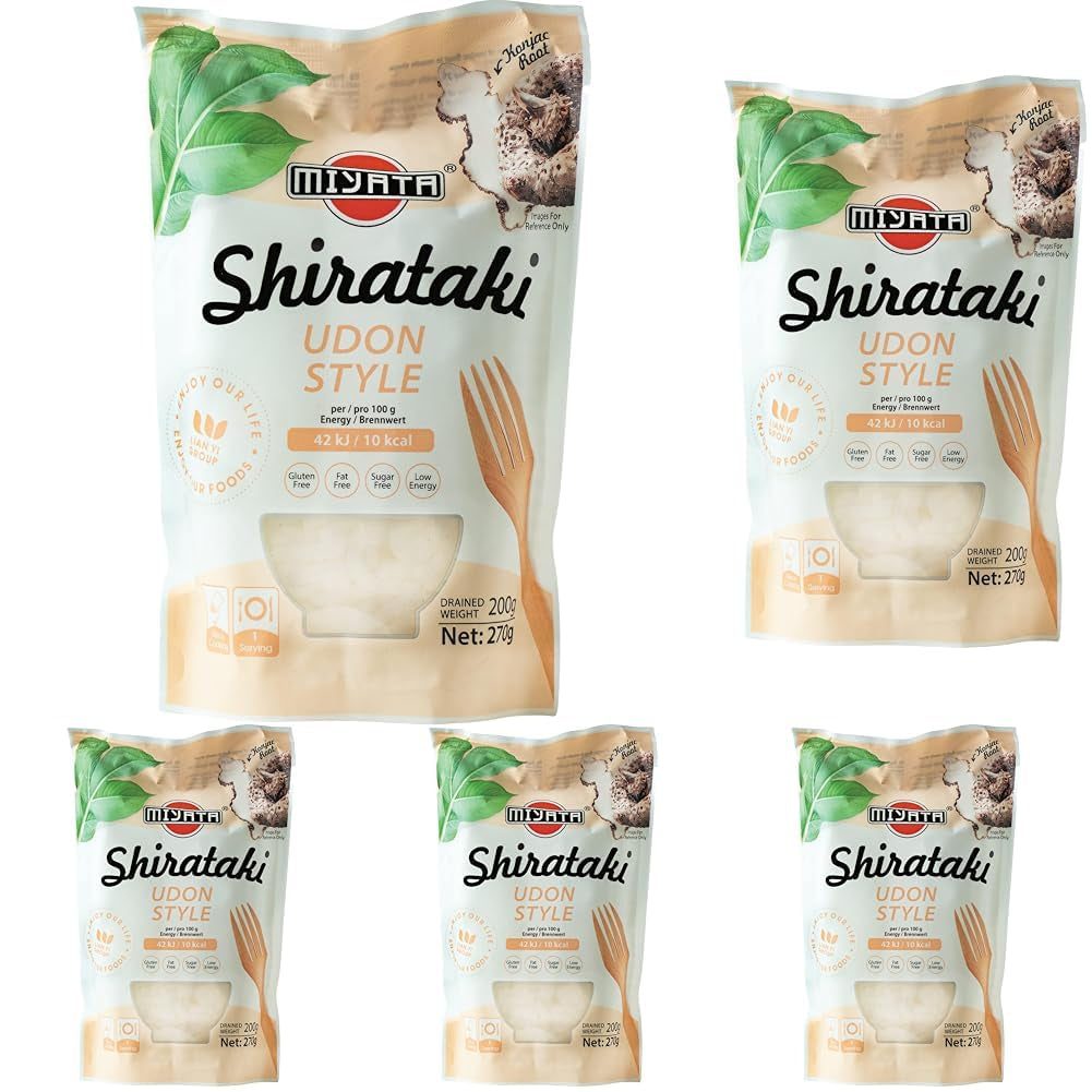 MIYATA Shirataki, Udon din făină de konjac, pachet de 270 g (200 g greutate scursă), 270 g (1 pachet)