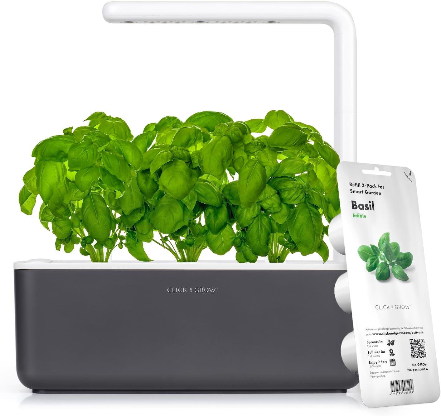 Click and Grow Growbox, Smart Garden, mai ușor decât un sistem de creștere hidroponic, grădină de interior, grădină de plante aromatice, seră de interior cu 3 capsule de plante incluse, alb