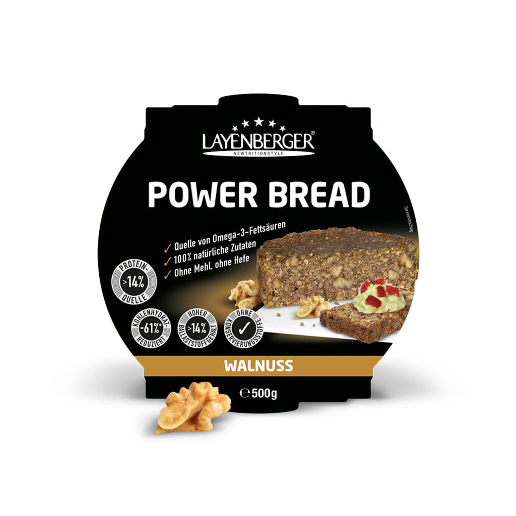 Layenberger Prower Bread Walnuss, Eiweiß- Und Ballaststoffquelle, Ohne Konservierungsmittel, Ohne Hefe, Ohne Mehl, Mit 14G Protein Pro 100G, (1 X 500G) Amestec pentru copt si gatit Naty Shop 500 G (1Er Pack) Walnuss