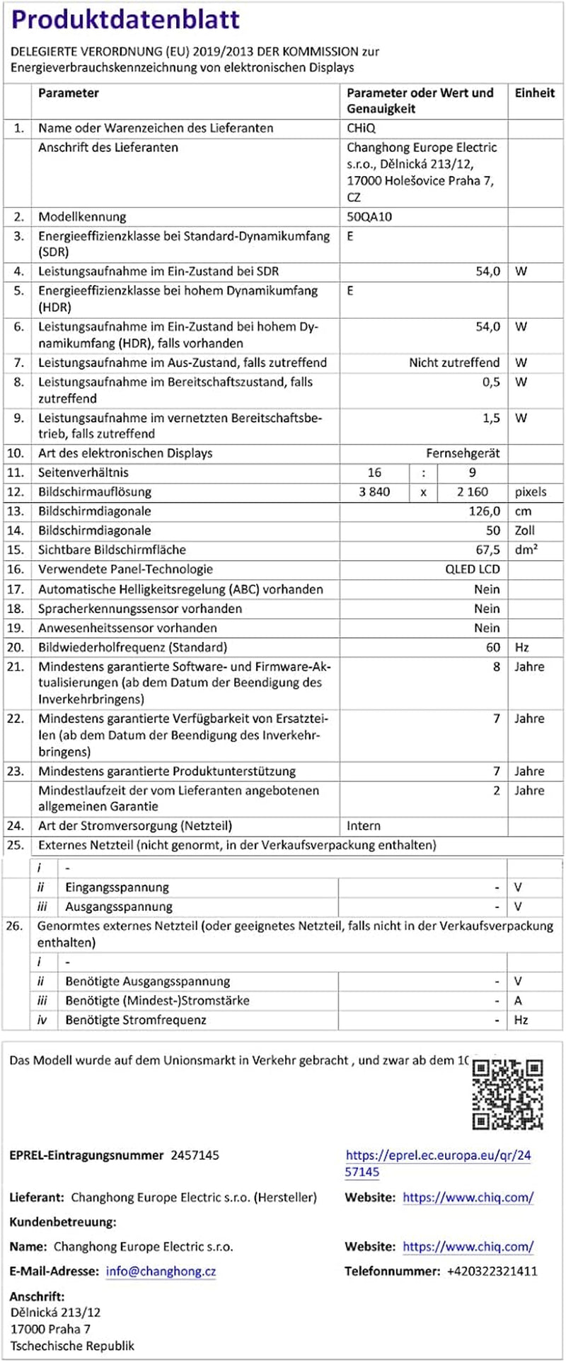 CHIQ 50QA10 Televizor inteligent QLED 4K UHD de 50 de inci cu Google, QLED Pro, DLG 120Hz, MEMC, VRR, ALLM, HDR10, Dolby Audio, 4x HDMI 2.1, gamă largă de culori, carcasă metalică fără ramă, Chromecast, Asistent Google