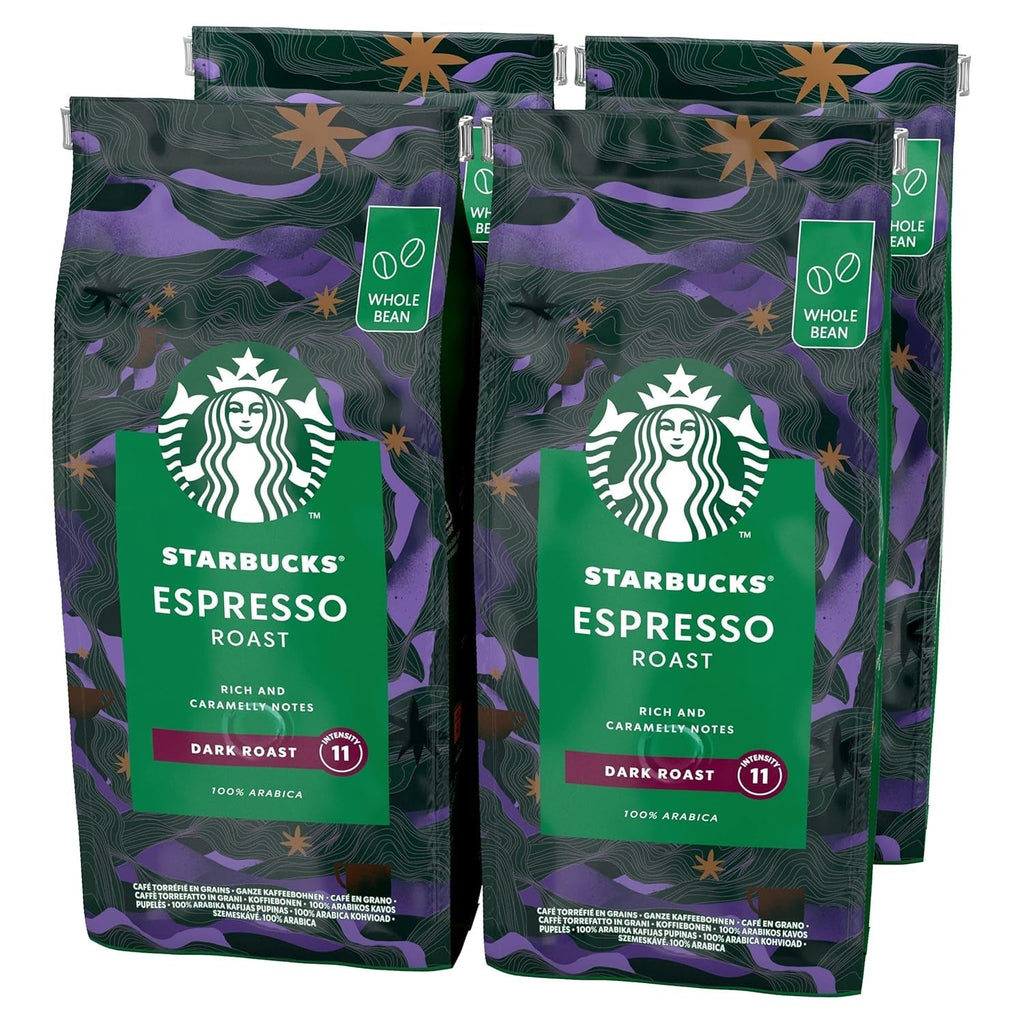 STARBUCKS Espresso Roast, Dark Roast, boabe de cafea întregi Cafea Naty Shop 4 x 450 grame Fara aroma suplimentara