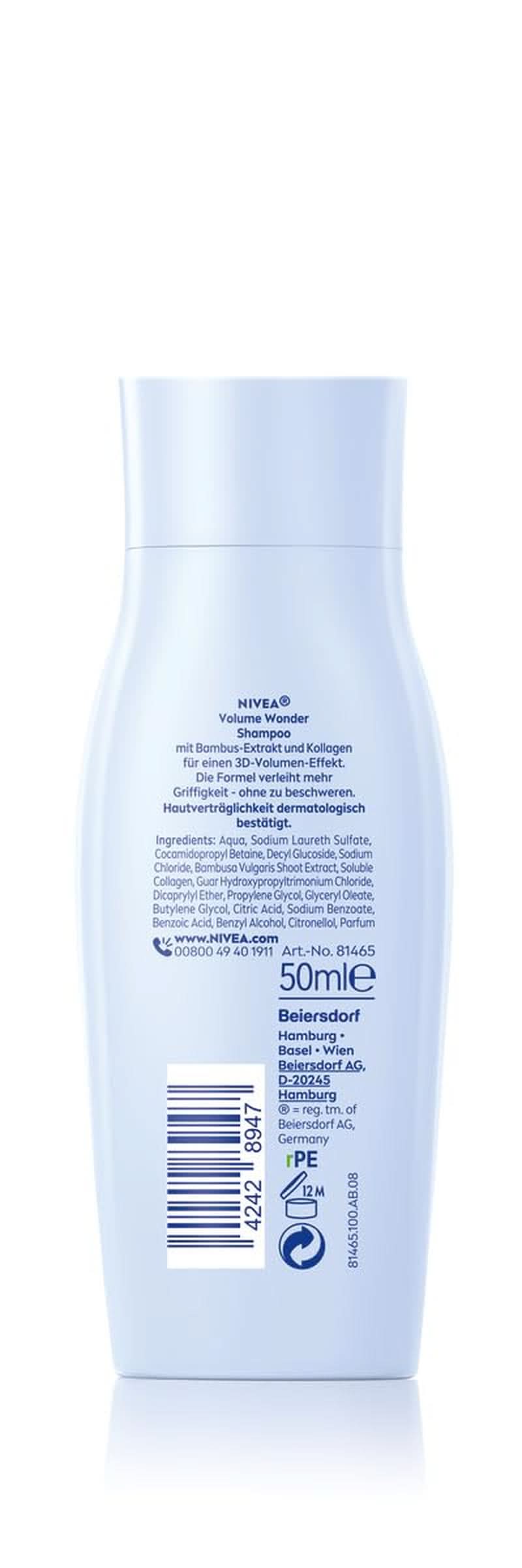 NIVEA Volume Wonder Șampon de întărire, șampon de volum, 50 ml Duș și baie Naty Shop
