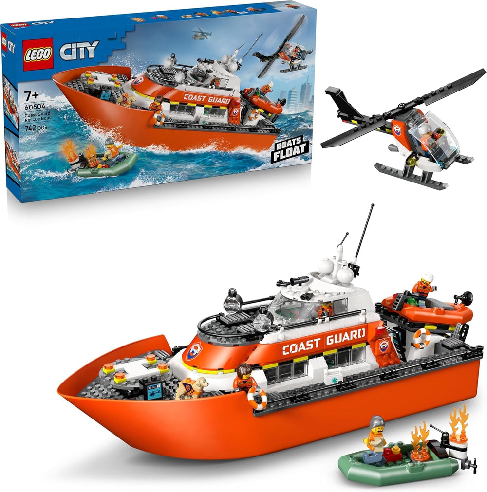 LEGO City Polizeistation auf der Gefängnisinsel, Polizei Spielzeug mit Hubschrauber, Boot und Hai, Set mit 7 Minifiguren und Hund, Geschenk zum Geburtstag für Jungen und Mädchen ab 7 Jahren 60419