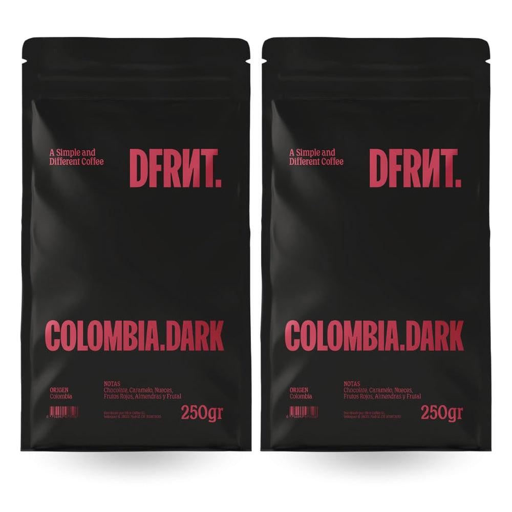 . Colombia Dark 2 x 250 g – Spezialitätenkaffee in Bohnen (86,75 SCA Punkte) – 100% Arabica – Noten von Schokolade und Karamell – Idealer Espresso – Dunkle Röstung – Frisch geröstet in Spanien
