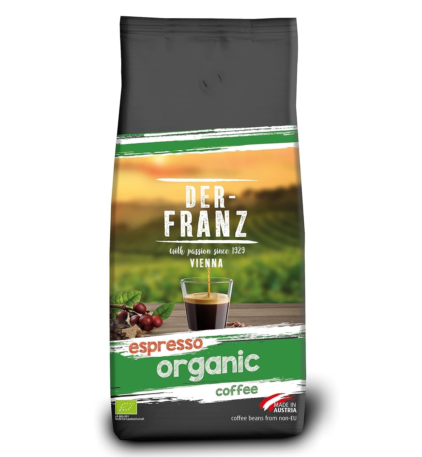 DER-FRANZ Kaffeecreme, Intensität 4/5, 100 % Arabica, ganze Kaffeebohnen Coffee Naty Shop 1 kg Espresso Bio