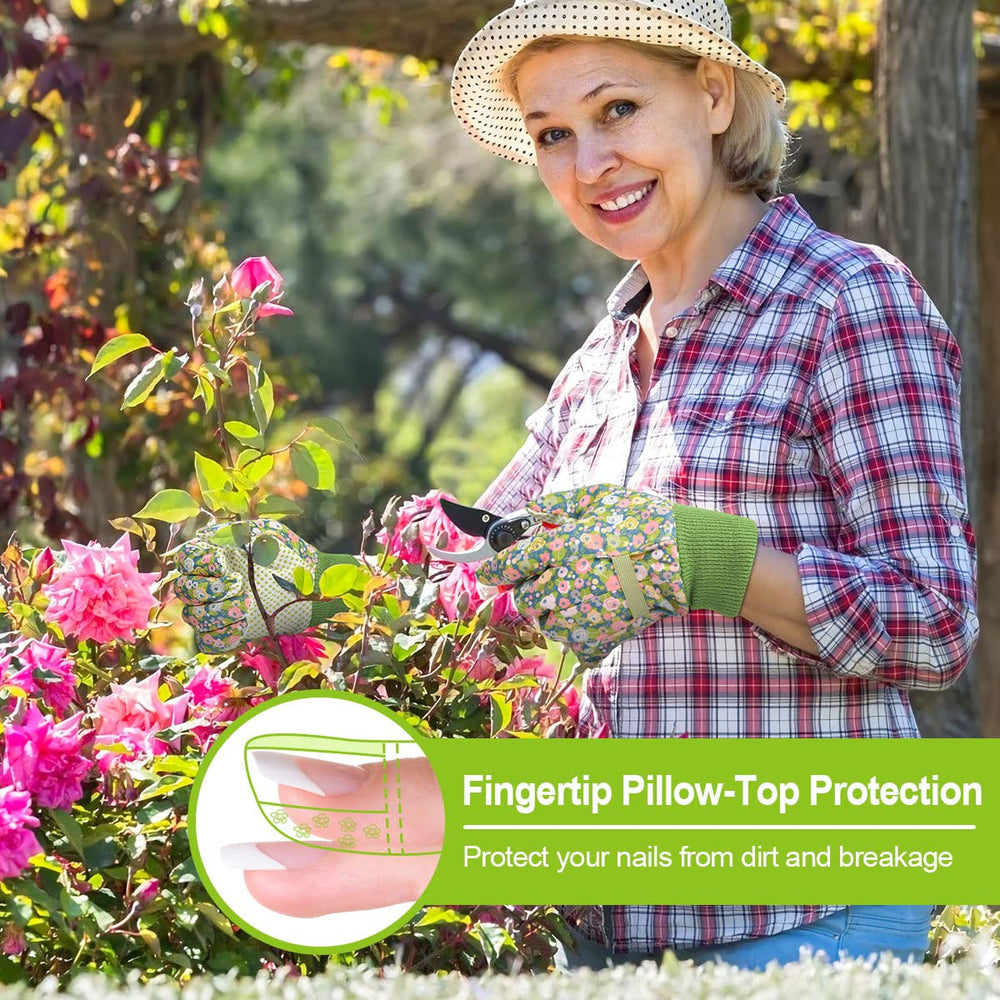 Handschuhe Für Garten, 2Er Set Gartenhandschuhe, Antirutschbeschichtung Arbeitshandschuhe, Einheitsgröße Arbeitshandschuhe Mit Pvc-Punkten Und Reißfester Canvas-Stulpe Zum Pflanz & Gartenarbeit