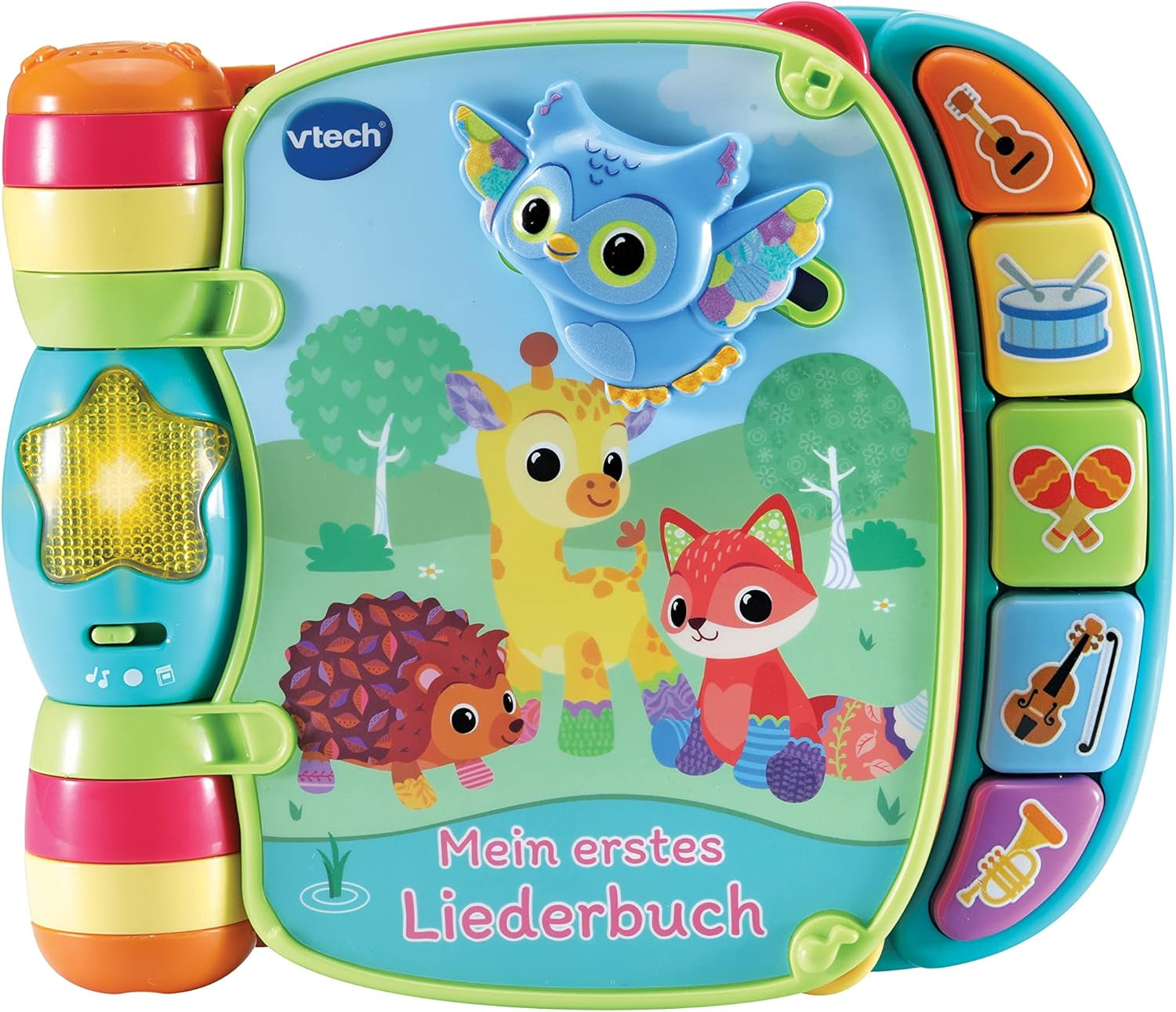 VTech Baby Adventure Play Table - Masă de joacă colorată pentru bebeluși cu 6 câmpuri de joc și elemente interactive & Baby My First Song Book Carte colorată cu 6 pagini și elemente mobile pentru joacă Jucarii Bebe Naty Shop
