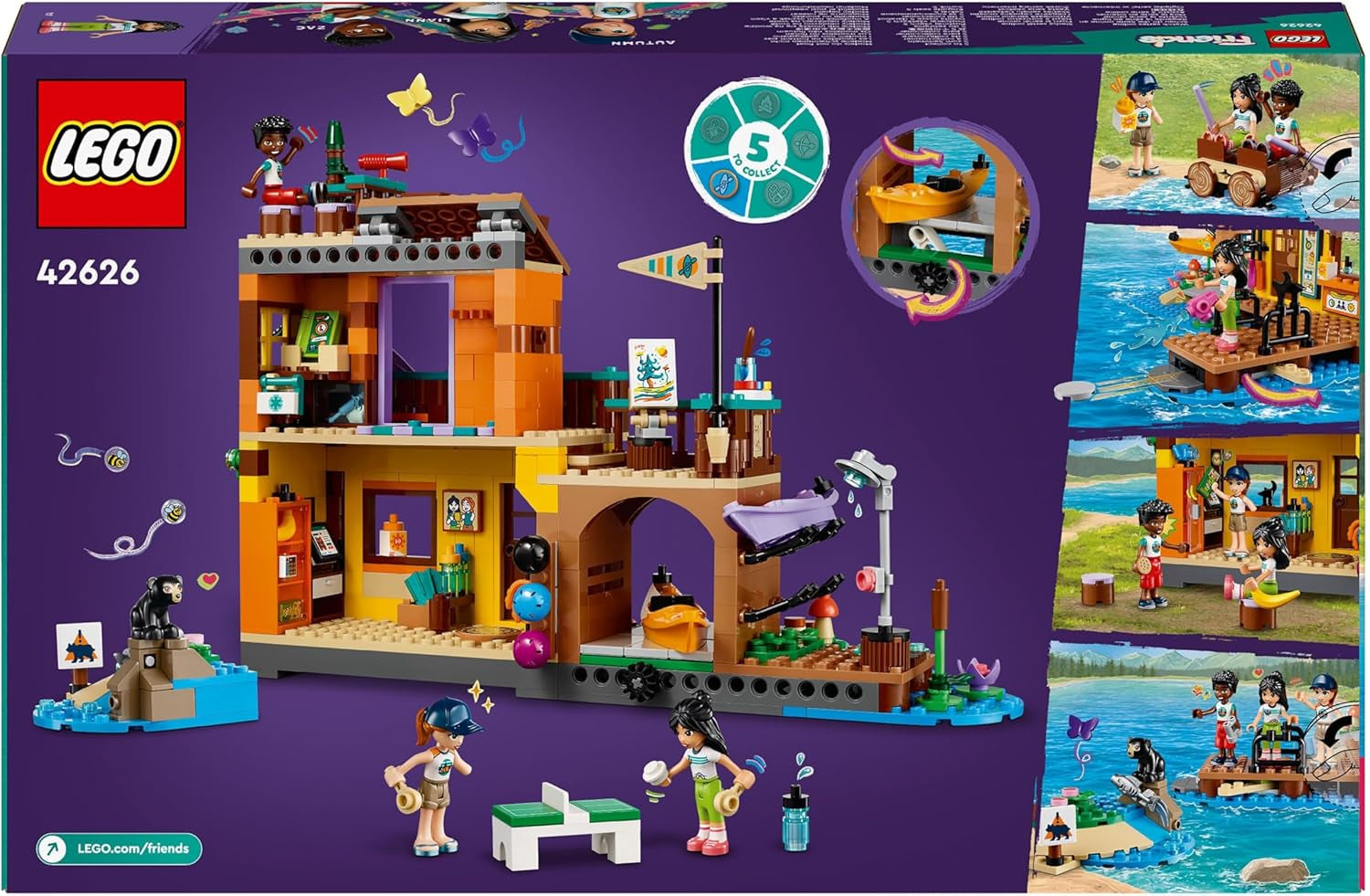 LEGO Friends Tabără de aventură cu caiac, jucărie de construcție pentru jocuri de rol, idee de cadou pentru fete și băieți de la 7 ani, set cu 3 figurine și un urs, jucărie de camping 42626 Seturi de constructie Besuche den LEGO-Store