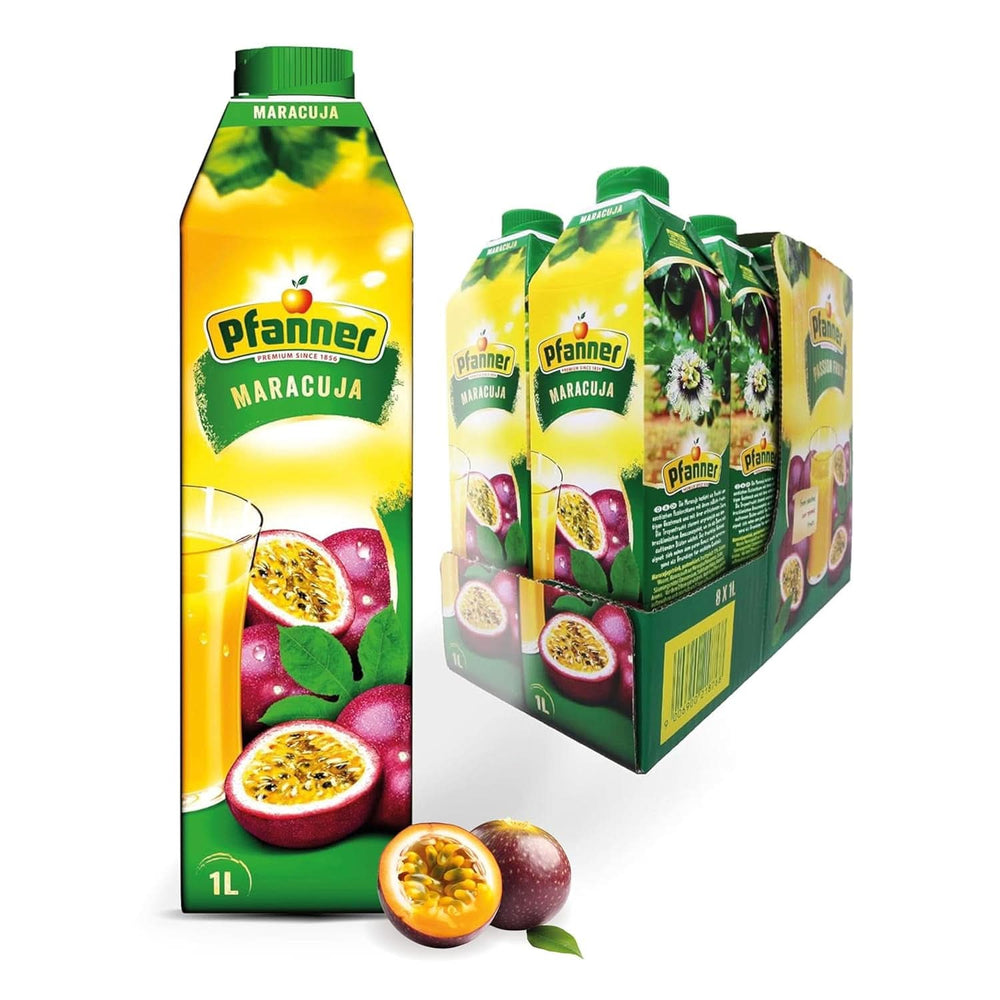 Pfanner Erdbeer-Fruchtnektar (8 x 1 Liter) – 30 % Fruchtgehalt – Naty Shop Maracuja-Erdbeergetränk