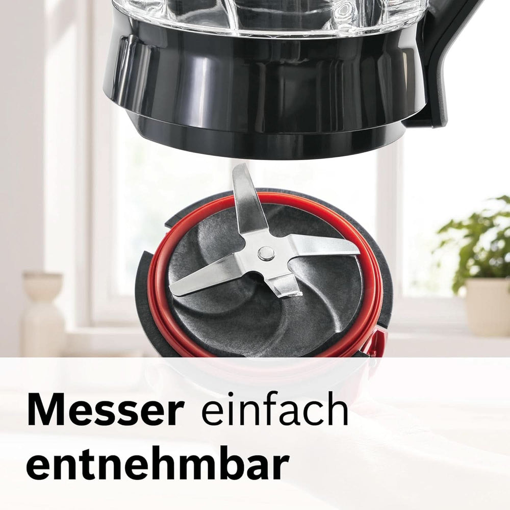 Bosch Standmixer Vitapower Serie 4 MMB6172S, Edelstahl-Klingen, 1.5L Thermosafe Glasbehälter, Stopfer, Spülmaschinengeeignete Teile, 30.000 U/Min, 1200 W, Silber Mutter und Kind Naty Shop