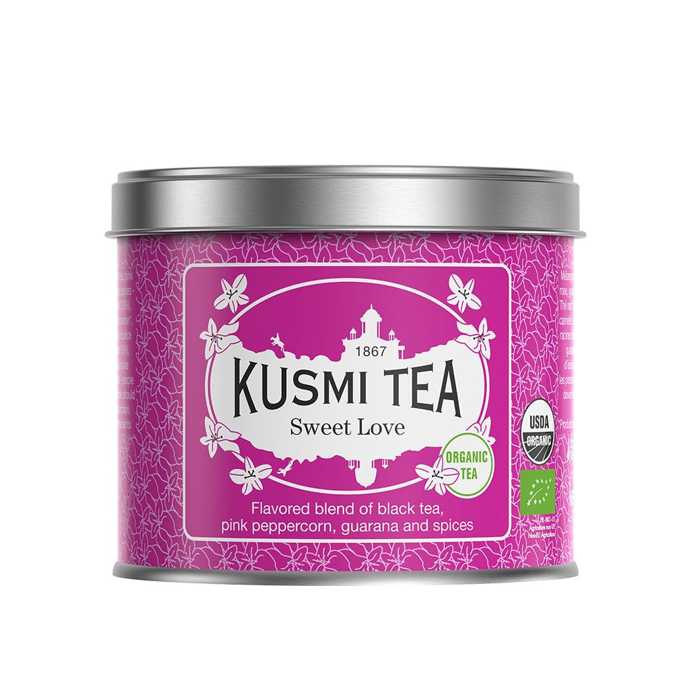 Kusmi Tea - Earl Grey Intense - Ceai negru Earl Grey organic cu bergamotă puternică și lămâie picantă - Ceai vrac - Cutie metalică de 100 g - Cantitate pentru aproximativ 50 de cești
