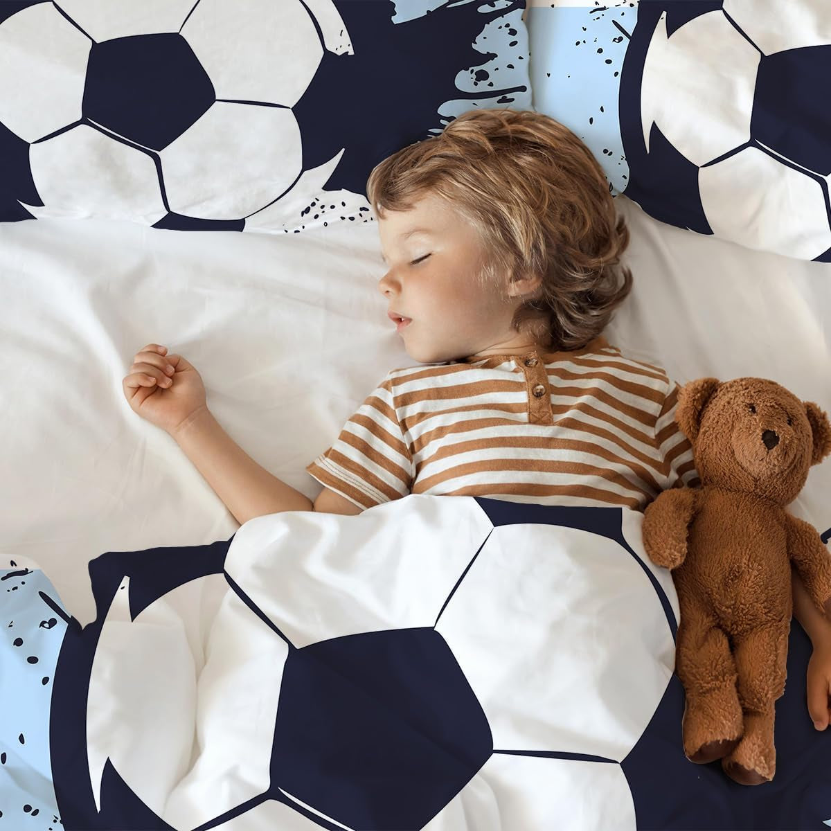 Lenjerie de pat pentru baieti, fotbal, poliester microfibra Lenjerie de pat - copii Naty Shop