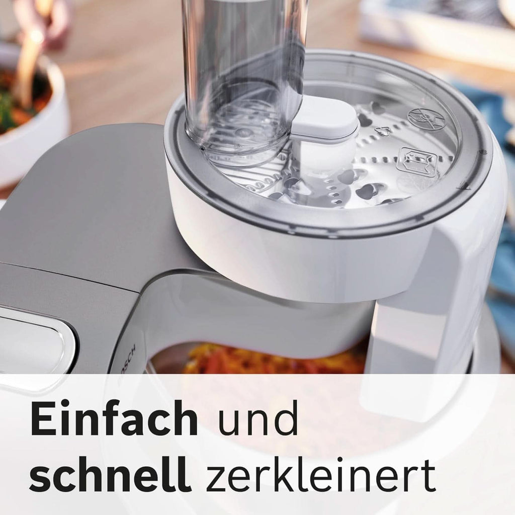 Bosch Küchenmaschine Serie 4 MUM56340, Schüssel 3,9 L, Mixer 1,25 L, Fleischwolf, Zitruspresse, Planetenrührwerk, Knethaken, Schlag-, Rührbesen, Durchlaufschnitzler, 3 Scheiben, 900 W, Silber/Grau Mama si Copilul Naty Shop