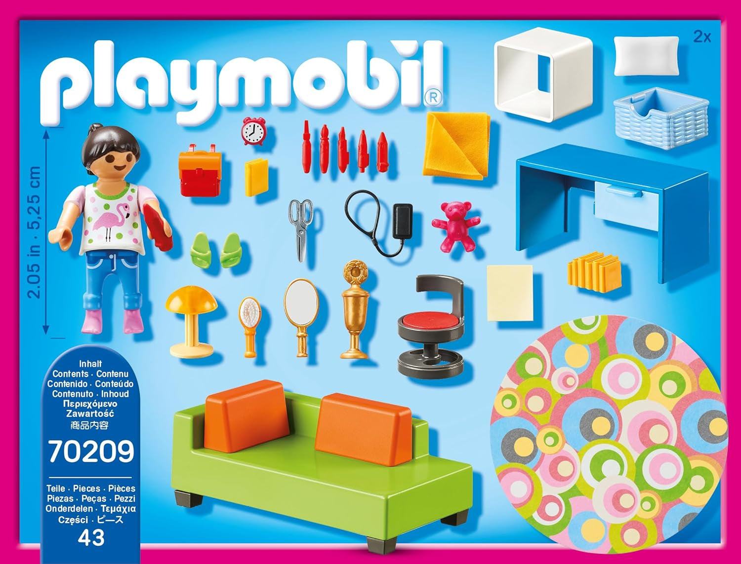 PLAYMOBIL Casă de păpuși 70209 Cameră pentru tineri cu figurină fetiță și accesorii, vârste 4+