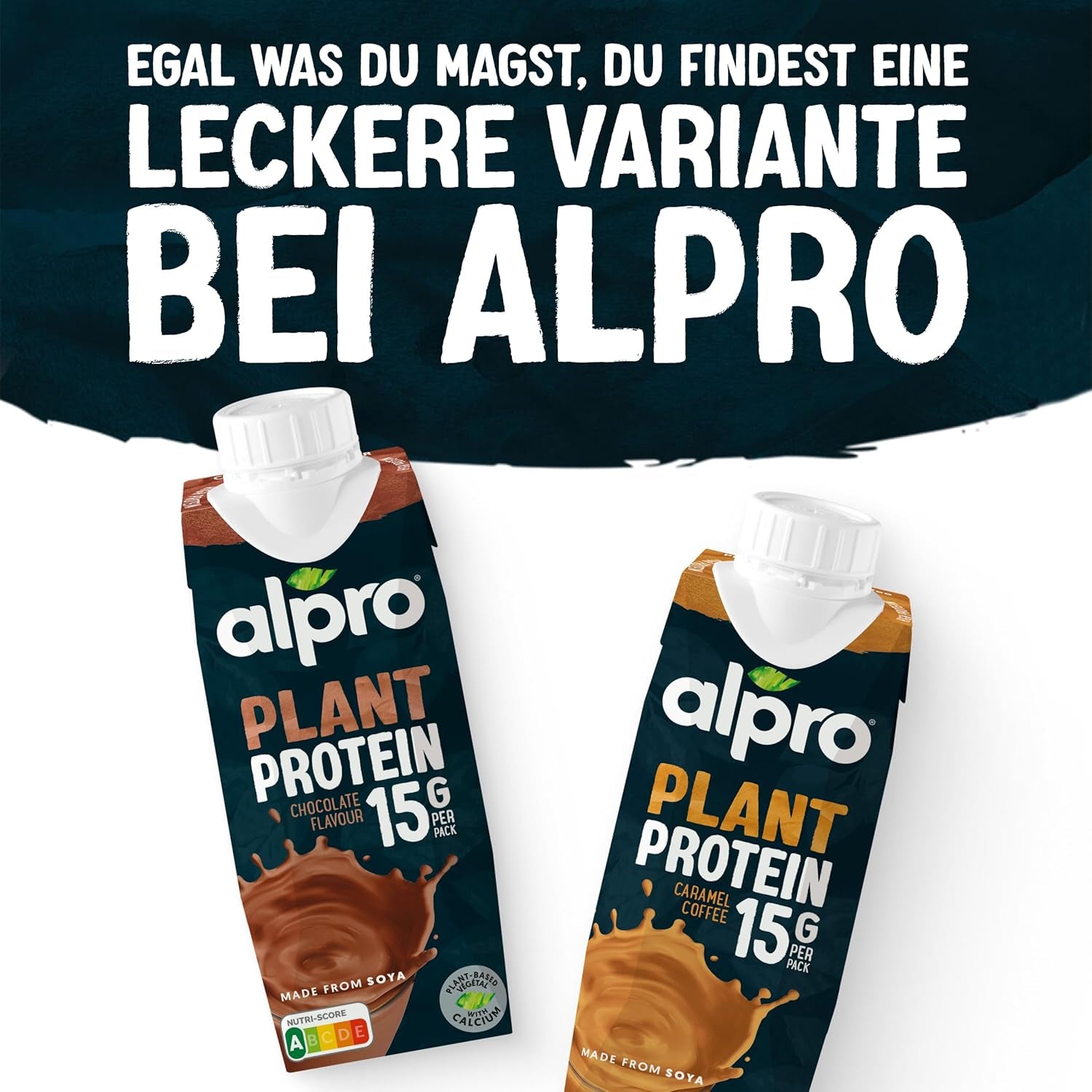 Alpro Proteindrink Schokoladengeschmack – Vegan und milchfrei – Ohne Süßstoffe – Von Natur aus laktosefrei – Reich an Ballaststoffen, Calcium und Vitaminen – 15 x 250 ml – Haltbar