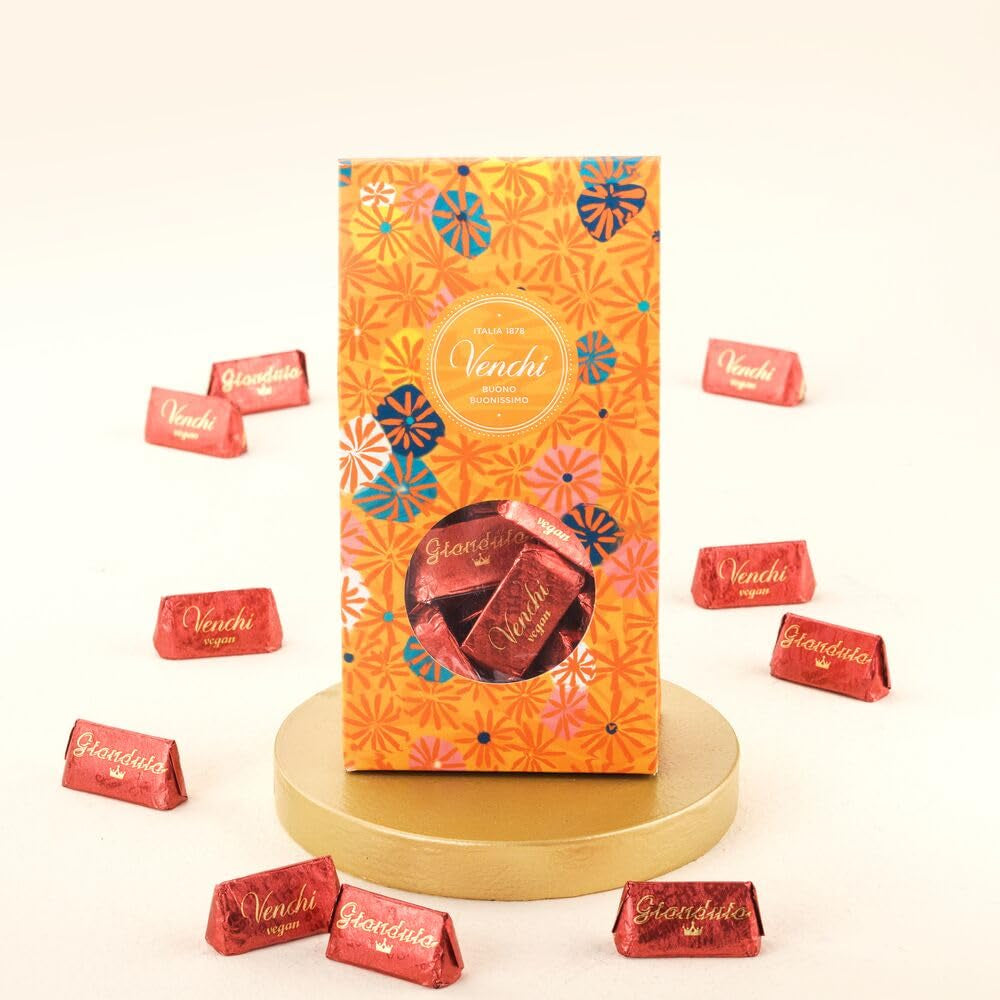 Venchi – colecția Murrine – cutie cadou cu Gianduiotto vegan, 300 grame – alune Igp Piemont,fără gluten Bomboane de Ciocolata Naty Shop
