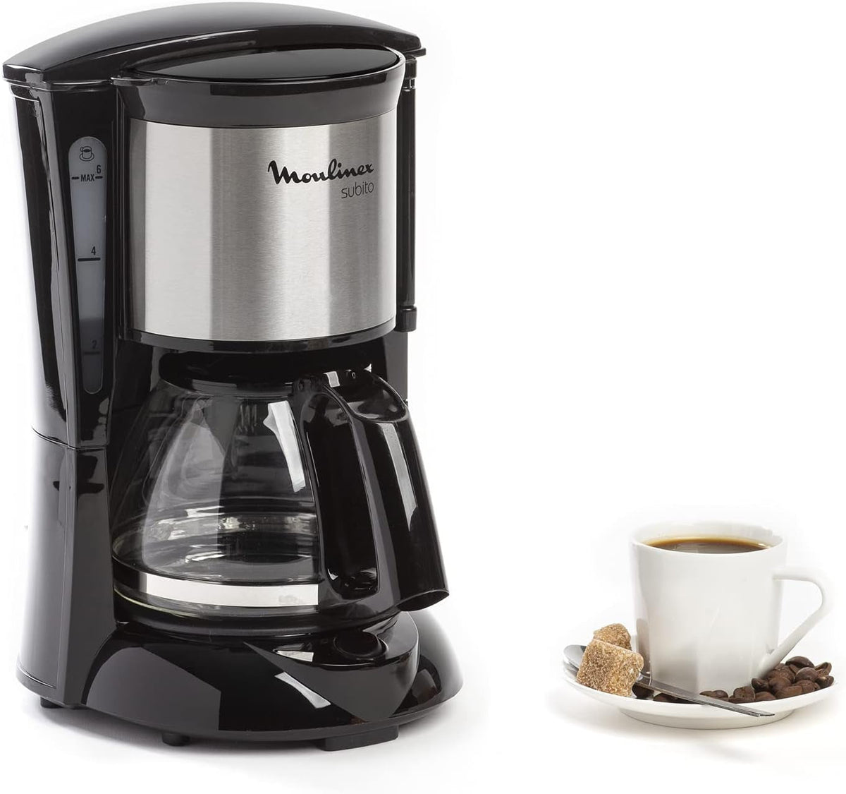 FG150813 Cafetieră Subito, 6 cești, Negru/Oțel inoxidabil