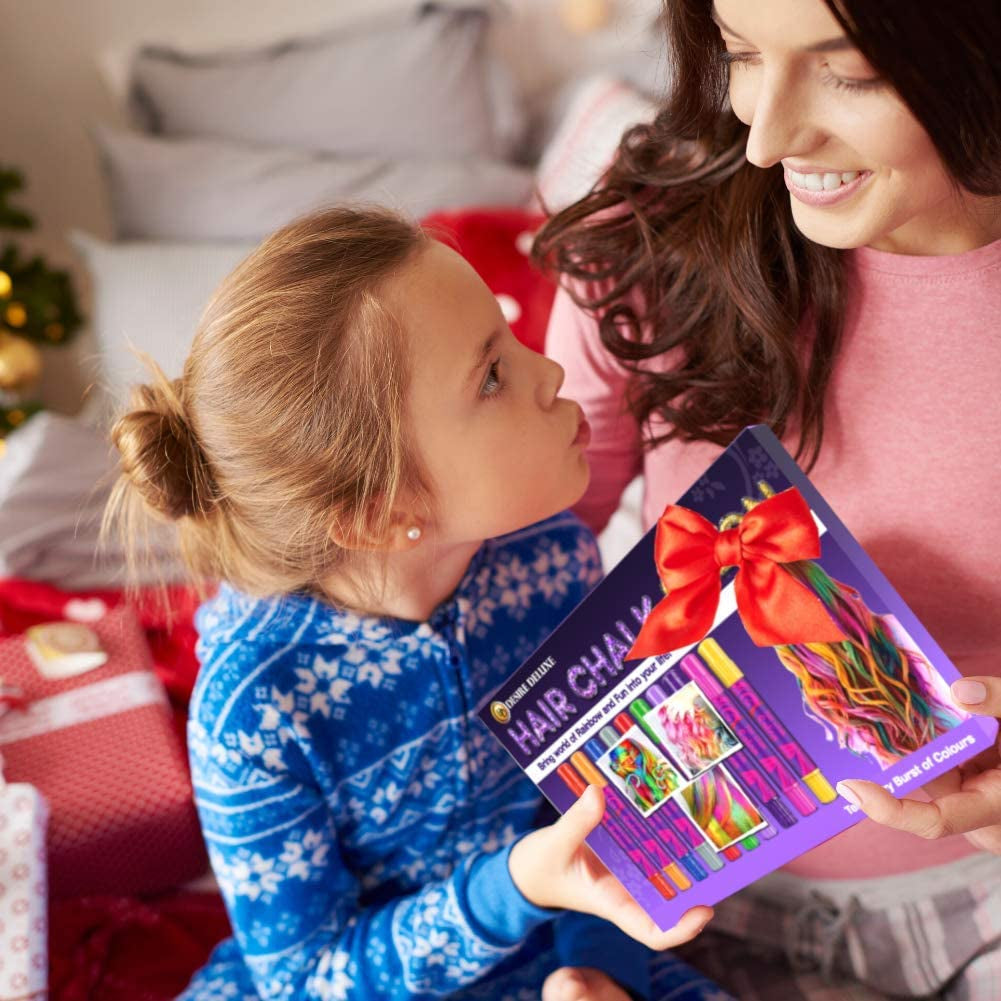 Desire Deluxe Hair Chalk cadouri pentru fete, cretă de păr pentru colorarea părului jucării pentru Crăciun, 10 pixuri lavabile pentru vopsirea părului, pentru carnaval, pentru copii în vârstă de 3 4 5 6 7 8 9 11 ani Vopsea pentru par Naty Shop