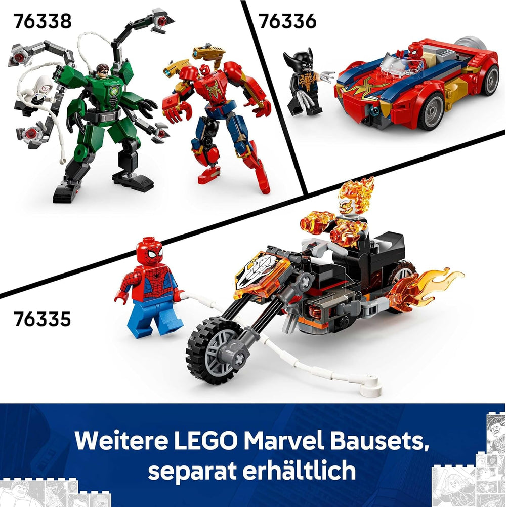LEGO | Marvel Miles Morales Mech vs. Spider-Man 2099 - Superhelden Spielzeug mit Actionfigur und 2 Minifiguren sowie Razor-Web und Power-Blast-Elementen - Geschenk für Jungen ab 6 Jahren - 76337