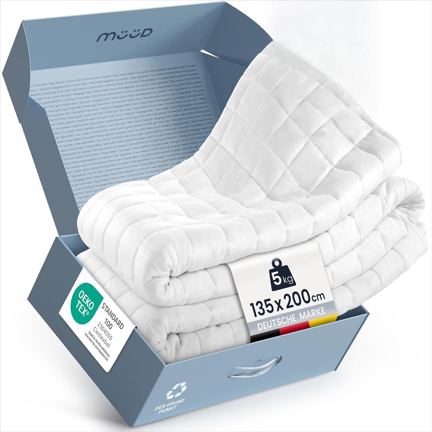 Pătură terapeutică de 7 kg I 135X200Cm I Pentru somn odihnitor I Pătură ponderată de înaltă calitate din bumbac respirabil I Reducătoare de stres și terapeutică - Inclusiv cutie de ambalare cu mâner de transport Paturi si Cuverturi Besuche den mÃ¼Ã¼d-Store 135 X 200 Cm 5 kilograme