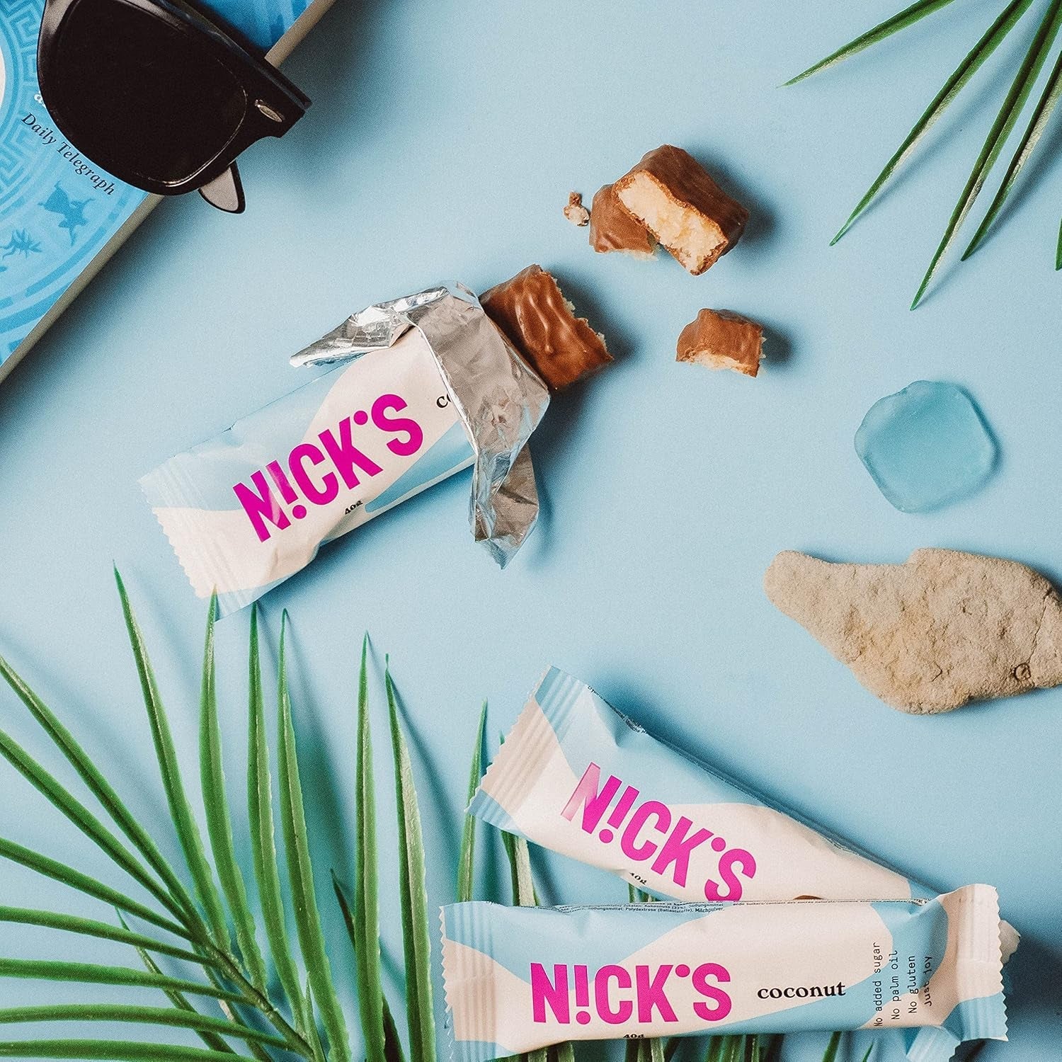 NICKS Batoane Keto cu Nucă de Cocos, Gustări cu Ciocolată și Nucă de Cocos, 175 calorii, 2 carbohidrați neți, fără zahăr adăugat, fără gluten, dulciuri cu conținut scăzut de carbohidrați (15 x 40 g)