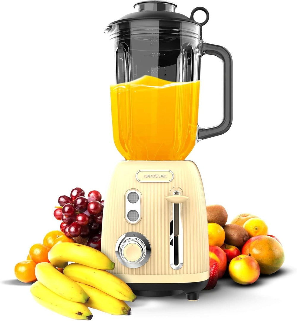 Cecotec Standmixer Retro Power Schwarz Titan Retrogrün. 1200W Maximale Leistung, 2 Geschwindigkeiten, 4-Klingen-Messer Mit Schwarzer Titanbeschichtung Und 1.5L Krug, Vintage-Design in Grün Bucatarie Naty Shop Yellow