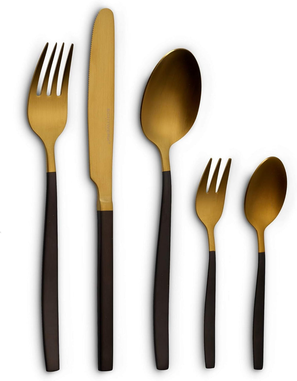 Echtwerk Positano Due-Bronze Besteckset, Black Edition, 20-teilig, 4 Personen Kitchen Naty Shop Gold / Schwarz