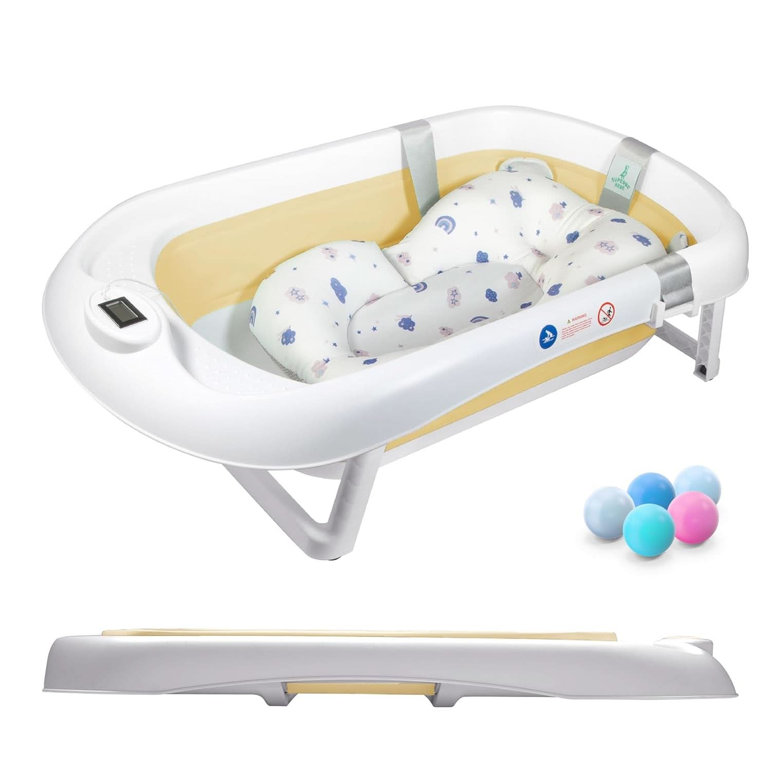 Faltbare Babybadewanne mit Badekissen und integriertem Thermometer Mutter und Kind Naty Shop