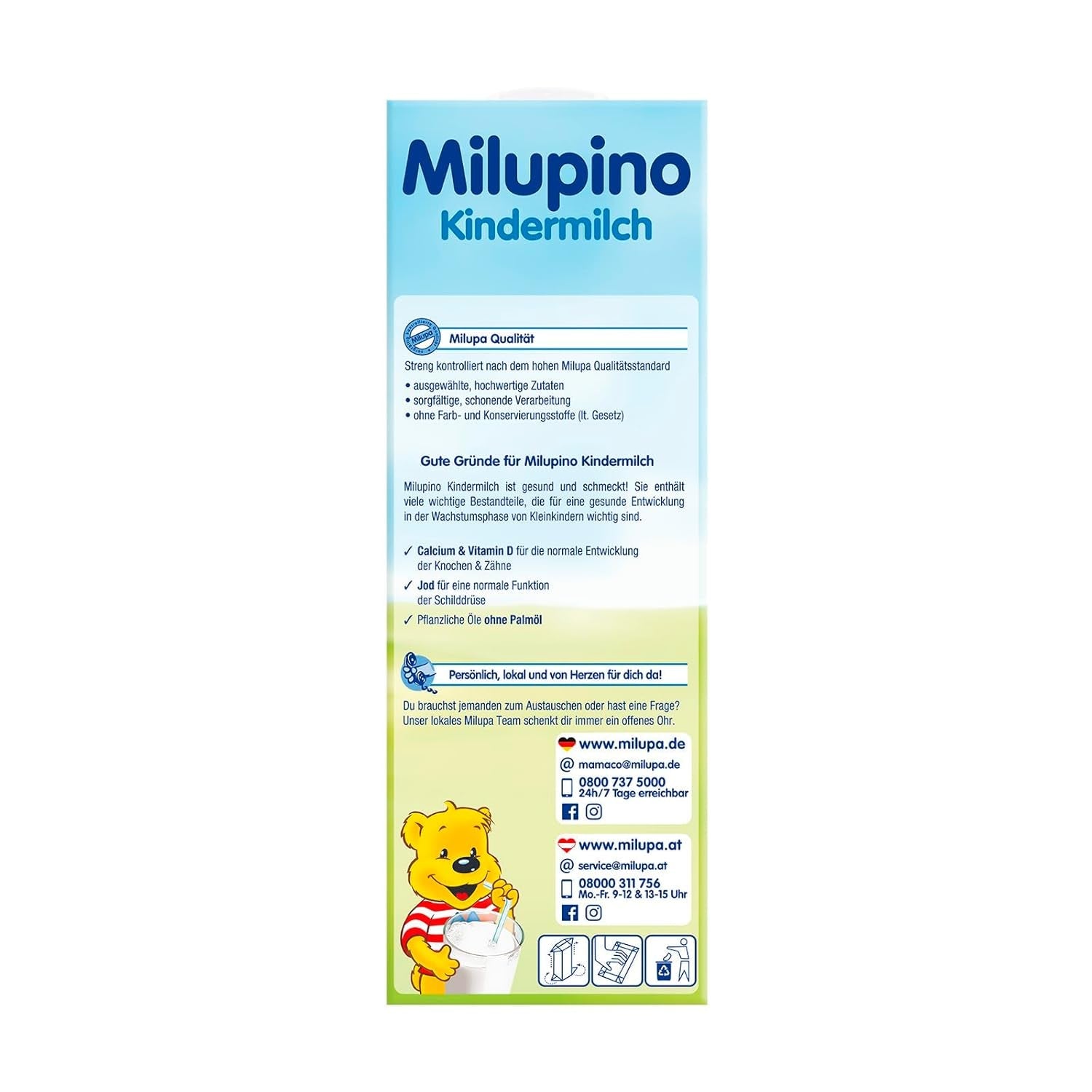 Milupa Milupino Lapte de creștere gata de băut (6x1L), de la 1 an, pentru copiii mici în faza de creștere
