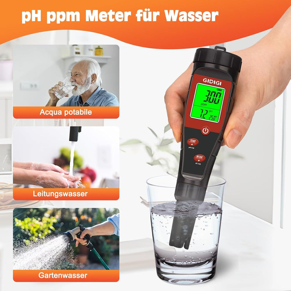 pH-metru pentru apă hidroponică, tester digital de pH pentru apă, tester TDS, test EC PPM pentru nutrienți ai plantelor, conductivitate 4 în 1, stilou pH pentru apă potabilă, DWC, plante de apartament