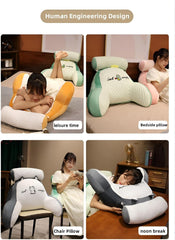 Pernă de citit cu cotiere, pernă de spate pentru pat, canapea, pernă de spate extra mare pentru adulți pentru citit cu rolă detașabilă pentru gât (roz catifea, 70 * 50cm)