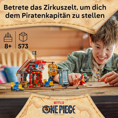 LEGO ONE PIECE Zirkuszelt von Buggy dem Clown - Interaktives Spielzeug mit 4 Minifiguren - Ruffy, Nami & Zoro sowie 2 Steckbriefen - Kreatives Geschenk für Jungen, Mädchen & Fans ab 8 Jahren - 75637