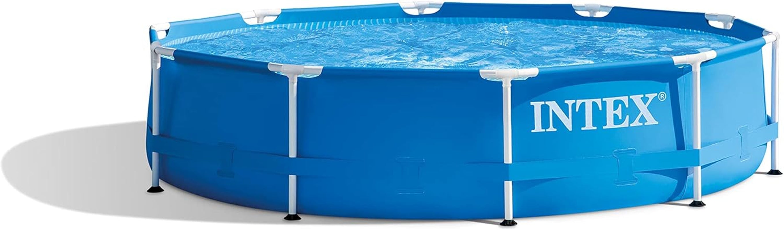 28202UK Piscină de 3 m x 76 cm cu cadru metalic și pompă de filtrare, 4.485 litri, albastră, 305 x 76 cm și prelată rotundă pentru piscină - Prelată pentru piscină - Pentru piscine cu cadru metalic și prismatic, albastră, 3 m
