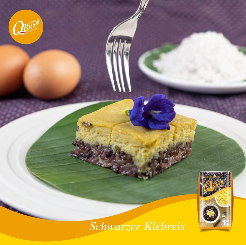 Q REIS | Schwarzer Langkorn-Klebreis aus Thailand | Aromatisch mit zarter Nussnote | Ideal für Curry-, Sushi- und Mochi-Desserts | 1 x 1 kg