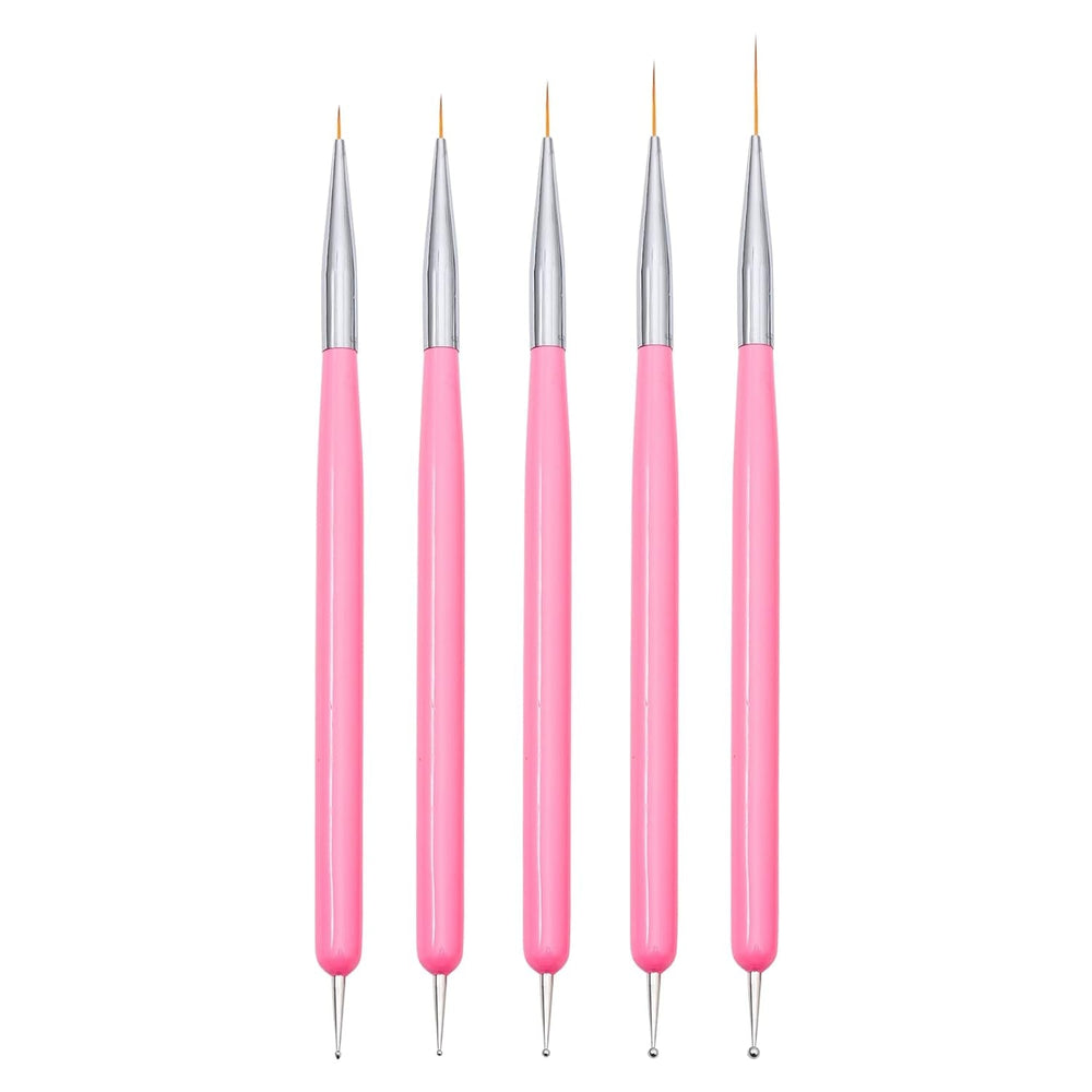 Nagelkunst-Pinsel, 5 Stück, Nailart-Pinsel, Punktierstift-Werkzeuge, Malkunst-Design-Pinsel-Set Für Lange Linien, Dünne Details, Feine Zeichnungsgrößen 7/9/11/15/22 Mm, Schwarz