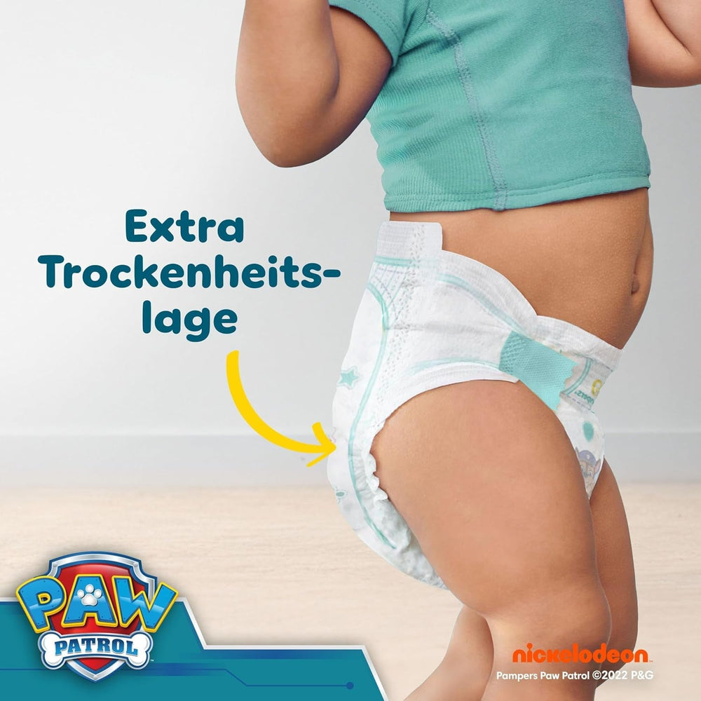 Scutece Pampers Baby-Dry Ediția Patrula Cățelușilor, mărimea 6, 164 de scutece, 13 kg - 18 kg, protecție împotriva scurgerilor de până la 100% și confort toată noaptea
