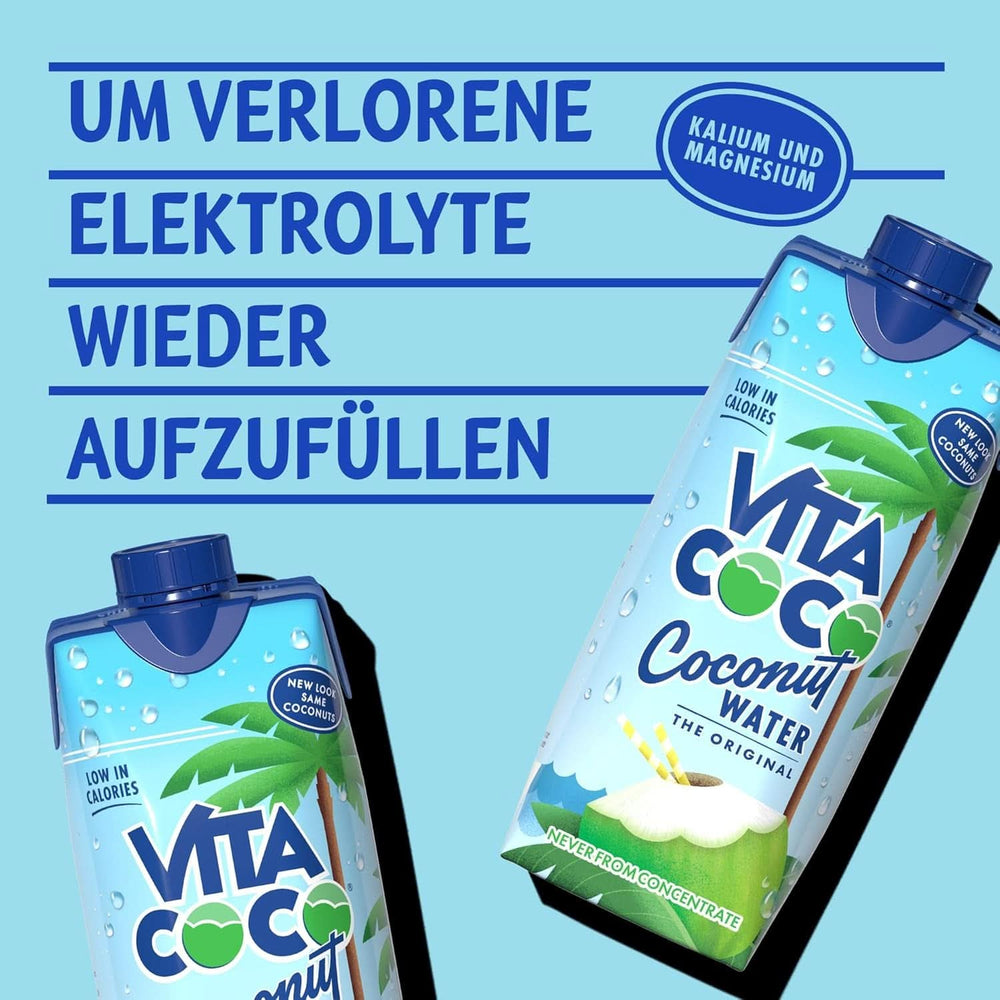 Vita Coco Pure Coconut Water 12 X 330 ml, natürliche Feuchtigkeitscreme mit Elektrolyten, glutenfrei, voller Vitamin C und Kalium. Alkoholfreie Getränke Naty Shop