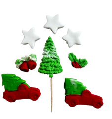 Set 8 decoratiuni comestibile din pasta de zahar, Sarbatori de iarna Decoratiuni din Pasta de Zahar Naty Shop