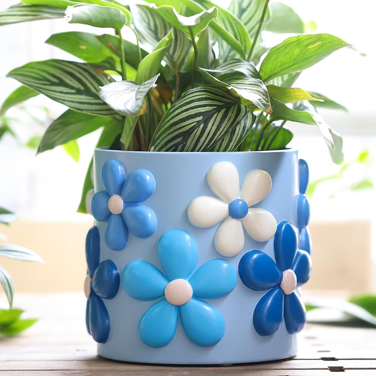 Ghivece de flori colorate GUGUGO, jardinieră curcubeu drăguță și unică cu drenaj, ghivece de flori retro vintage pentru uz interior și exterior, ghiveci de grădină suculente eclectic pentru stil boho, modern