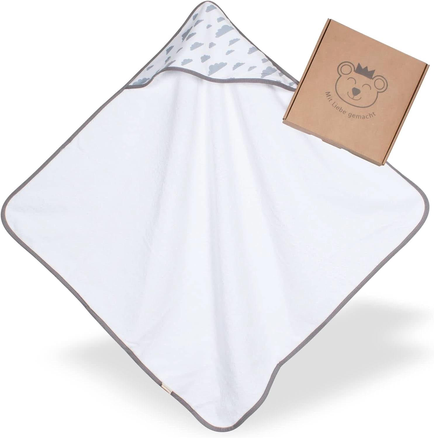 Kapuzenhandtuch für Kinder | 75X75Cm | 100 % Baumwolle | Öko-TEX 100 | Nr. 1 Anbieter für Kliniken | Unisex-Mutter-Kind-Naty-Shop