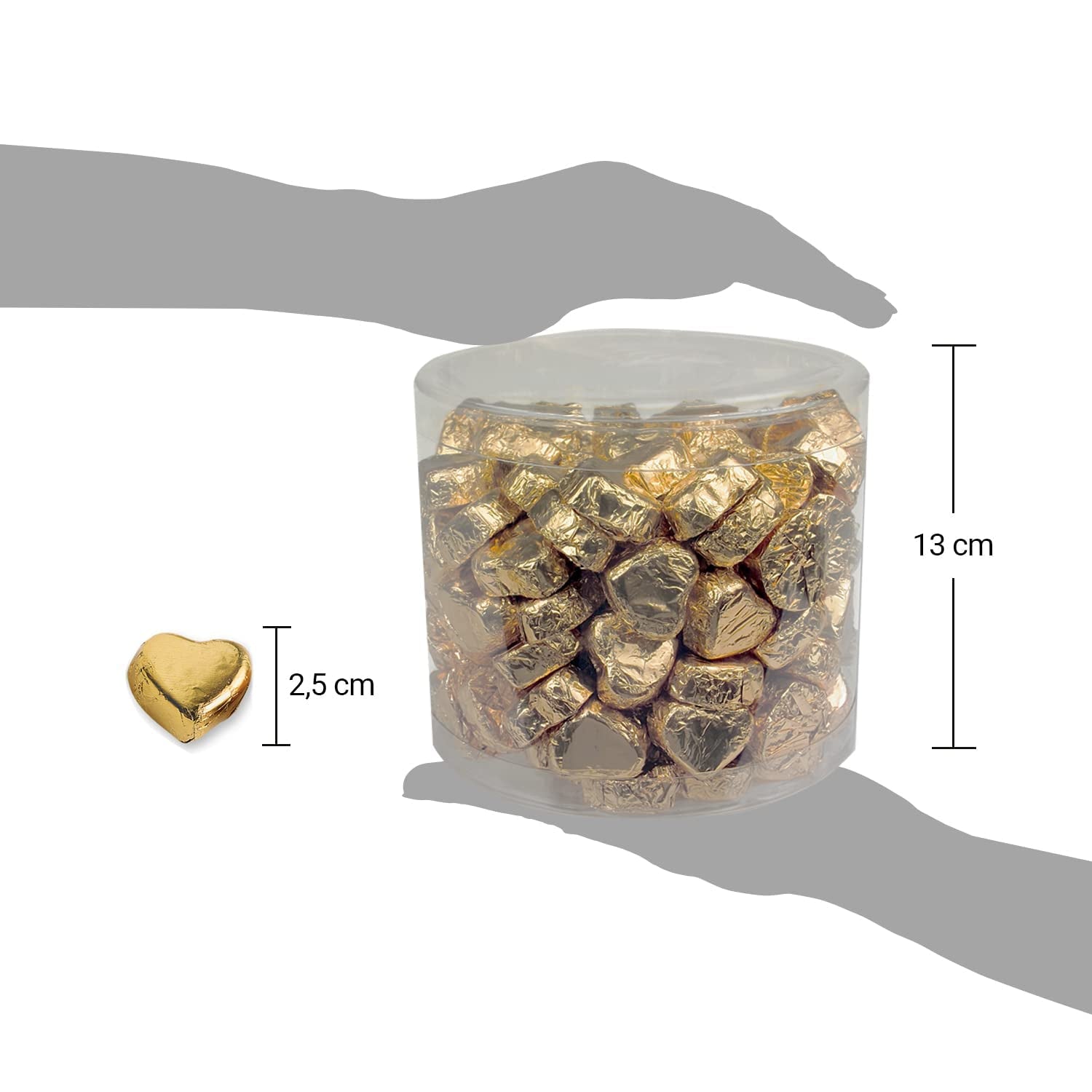 Günthart 150 Stück Goldene Schokoladenherzen mit Lebkuchenfüllung, 1,2 KG Pralinen Naty Shop